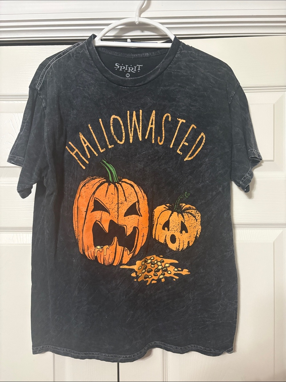 Spirit Black Tee with Orange Pumpkin Graphic